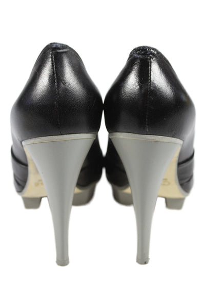 Chloe Womens Leather High Heels Platform Shoes Black Gray Size 8