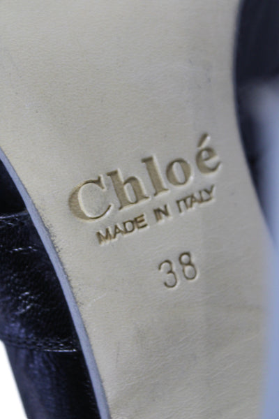 Chloe Womens Leather High Heels Platform Shoes Black Gray Size 8