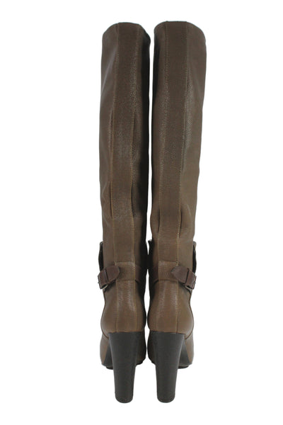 Balenciaga Womens Leather Buckle Detail Heels Knee High Boots Shoes Black Size 9