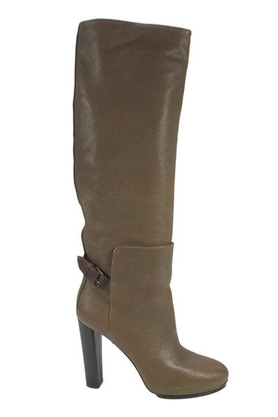 Balenciaga Womens Leather Buckle Detail Heels Knee High Boots Shoes Black Size 9