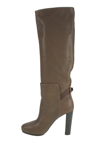 Balenciaga Womens Leather Buckle Detail Heels Knee High Boots Shoes Black Size 9