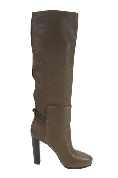 Balenciaga Womens Leather Buckle Detail Heels Knee High Boots Shoes Black Size 9