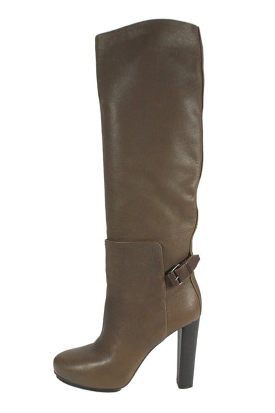 Balenciaga Womens Leather Buckle Detail Heels Knee High Boots Shoes Black Size 9
