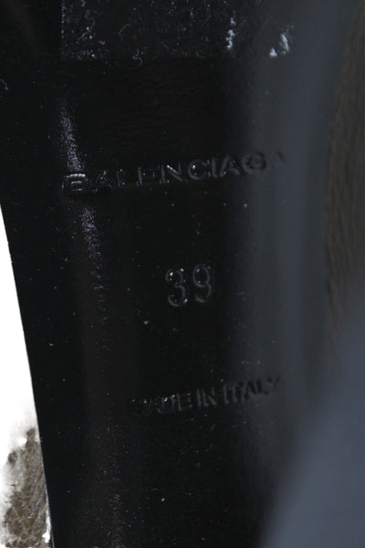 Balenciaga Womens Leather Buckle Detail Heels Knee High Boots Shoes Black Size 9