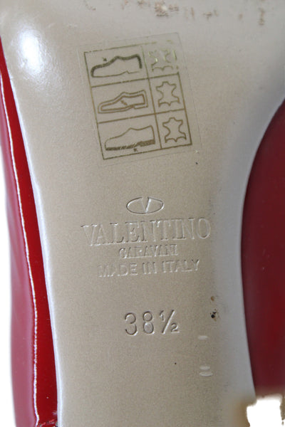 Valentino Garavani Womens Leather Bow Peep Toe Slingback Heels Shoes Red Sz 9.5