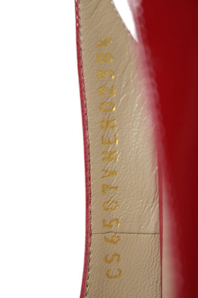 Valentino Garavani Womens Leather Bow Peep Toe Slingback Heels Shoes Red Sz 9.5
