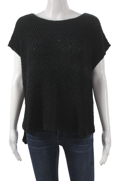 ATM Women Basic Black Cotton Round Neck Short Sleeve T-Shirt Size M