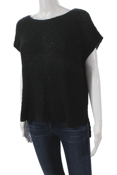 ATM Women Basic Black Cotton Round Neck Short Sleeve T-Shirt Size M