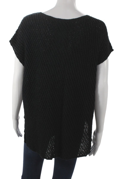 ATM Women Basic Black Cotton Round Neck Short Sleeve T-Shirt Size M