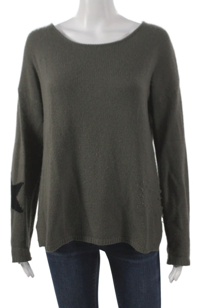 360 Sweater Womens Green Cashmere Scoop Neck Pullover Long Sleeve Size M