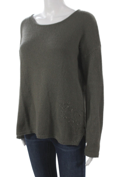 360 Sweater Womens Green Cashmere Scoop Neck Pullover Long Sleeve Size M