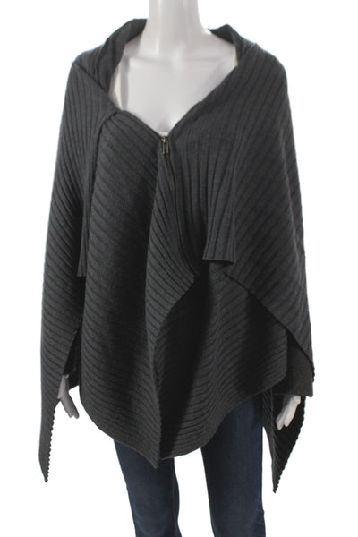White + Warren Womens Cape Sweater Gray Cowl Neck Merino Wool Size S