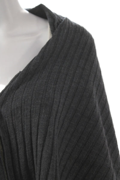 White + Warren Womens Cape Sweater Gray Cowl Neck Merino Wool Size S