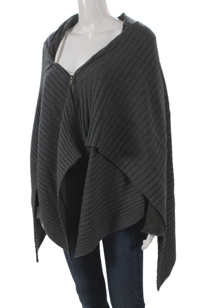 White + Warren Womens Cape Sweater Gray Cowl Neck Merino Wool Size S
