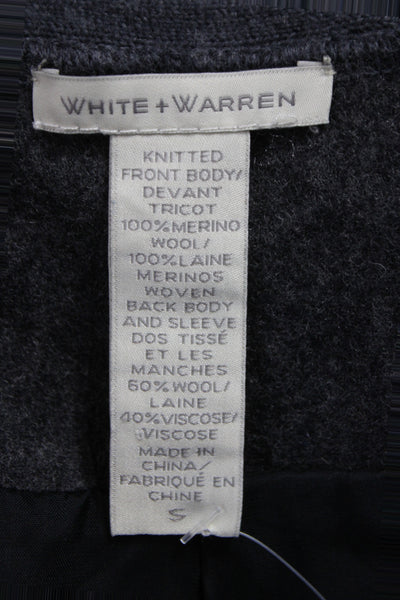 White + Warren Womens Cape Sweater Gray Cowl Neck Merino Wool Size S