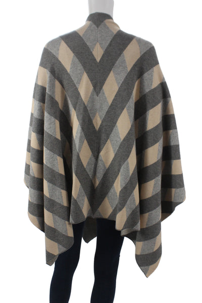 Charlie Paige Women Pashmina Argyle Beige V Neck Viscose Blend Size One Size