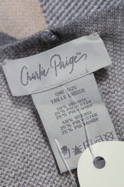 Charlie Paige Women Pashmina Argyle Beige V Neck Viscose Blend Size One Size
