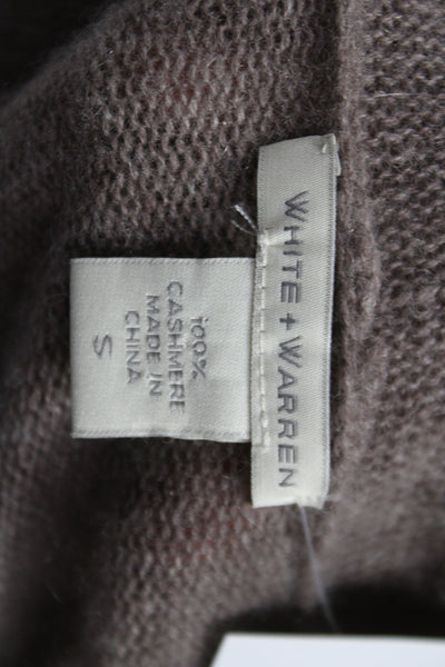 White + Warren Women Brown Cashmere V Neck Long Sleeve Cardigan Size S