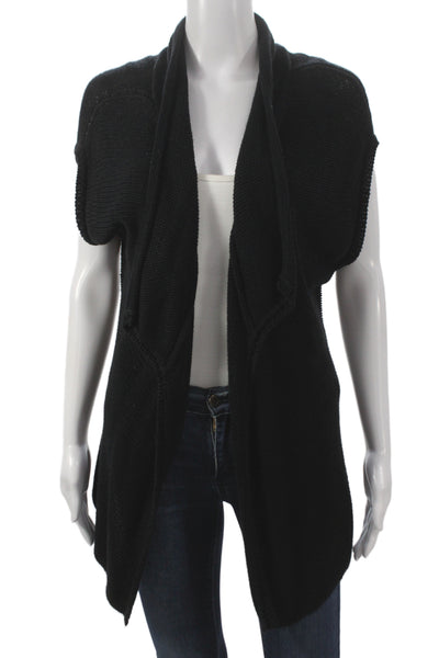 Elliott Lauren Womens Cowl Neck Sleeveless Cardigan Black Size M