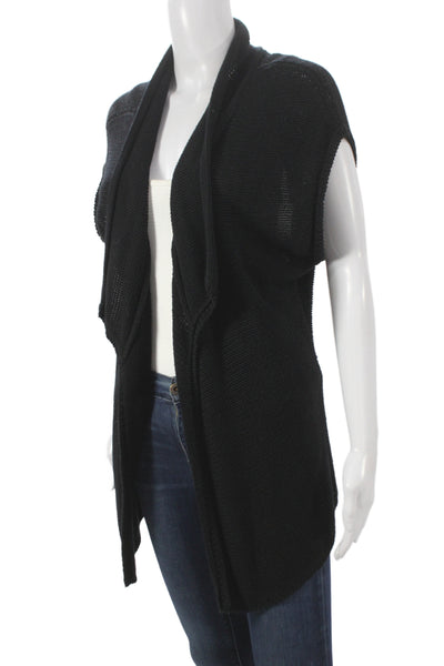 Elliott Lauren Womens Cowl Neck Sleeveless Cardigan Black Size M