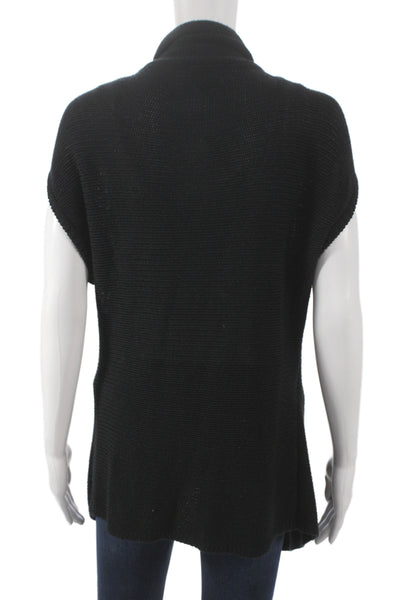 Elliott Lauren Womens Cowl Neck Sleeveless Cardigan Black Size M