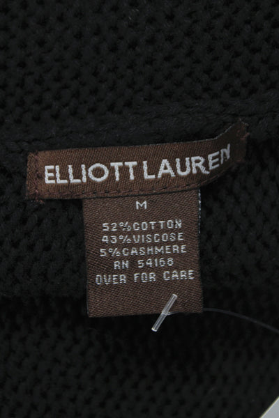 Elliott Lauren Womens Cowl Neck Sleeveless Cardigan Black Size M