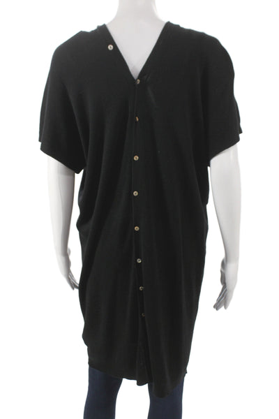 Zoe Couture Women Cardigan V-Neck Black Silk Short Sleeve Size S