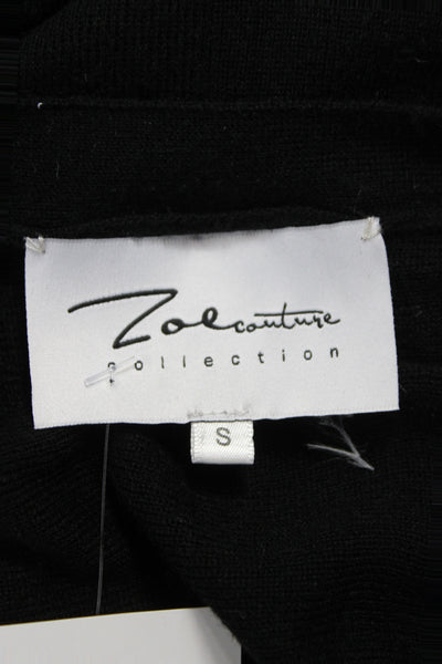 Zoe Couture Women Cardigan V-Neck Black Silk Short Sleeve Size S