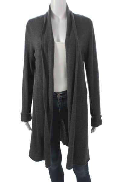 White + Warren Womens Cashmere Cardigan Gray Collared Long Sleeve Size L