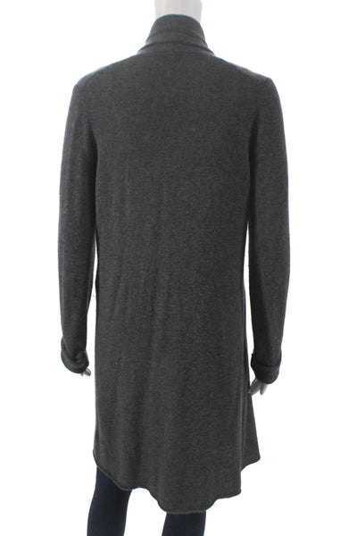 White + Warren Womens Cashmere Cardigan Gray Collared Long Sleeve Size L