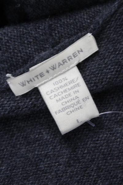 White + Warren Womens Cashmere Cardigan Gray Collared Long Sleeve Size L