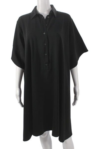 MM6 Maison Margiela Womens Black Shirt Dress Button Short Sleeve Size 44