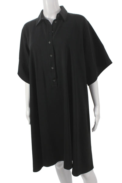 MM6 Maison Margiela Womens Black Shirt Dress Button Short Sleeve Size 44