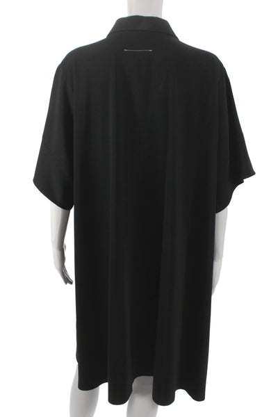MM6 Maison Margiela Womens Black Shirt Dress Button Short Sleeve Size 44