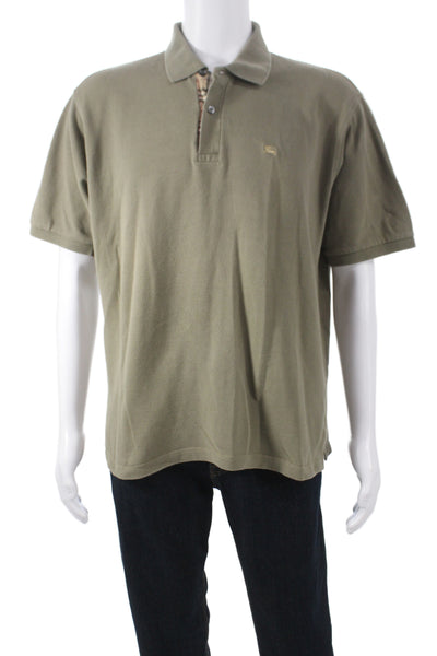 Burberry London Blue Label Mens Short Sleeve Collared Polo Shirt Brown Large