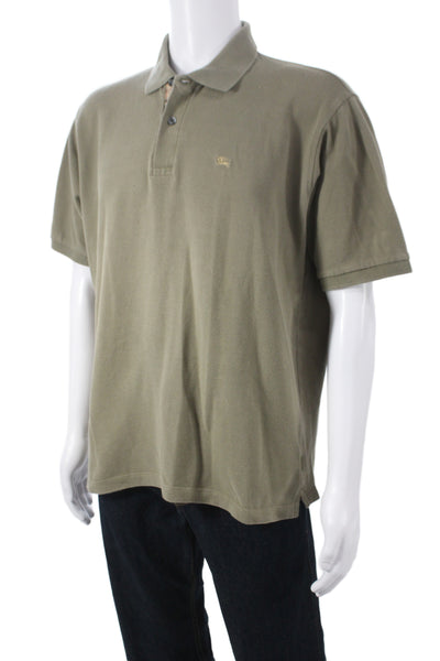Burberry London Blue Label Mens Short Sleeve Collared Polo Shirt Brown Large