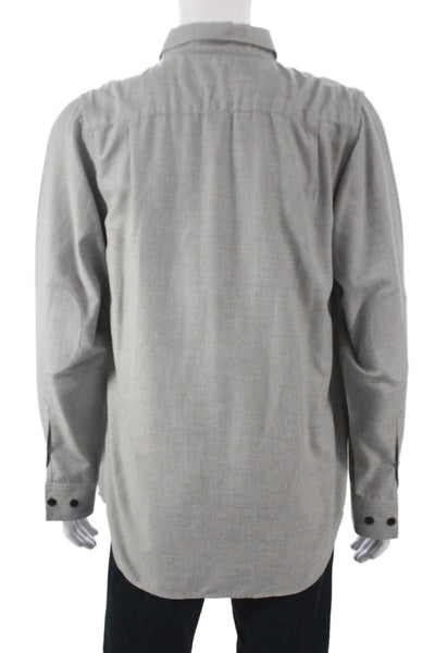 Dunderdon Mens Button Front Long Sleeve Collared Shirt Gray Size Large