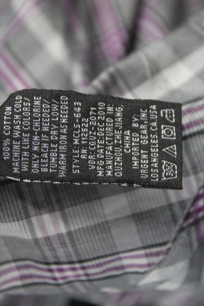 Civil Society Mens Button Front Long Sleeve Collared Plaid Shirt Gray Large