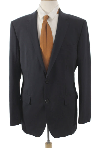 Boss Hugo Boss Mens Blue Virgin Wool Solid Blazer Button Size 40