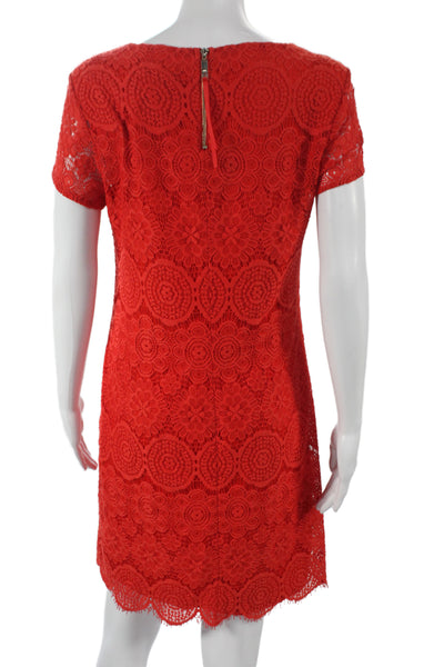 Laundry by Shelli Segal Women Shift Dress Red Short Sleeve Round Neck Size 6