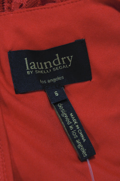 Laundry by Shelli Segal Women Shift Dress Red Short Sleeve Round Neck Size 6