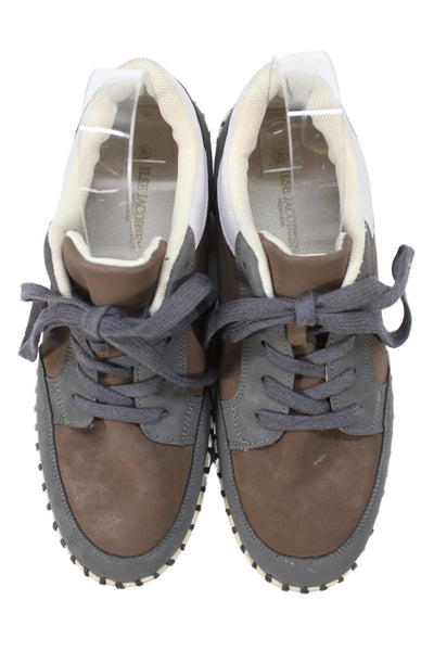 Ilse Jacobsen Womens Leather Wedge Fashion Sneakers Brown Gray Size 10