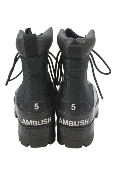 Converse Womens Leather Lace Up Platform Wedge Sneakers Black Size 9