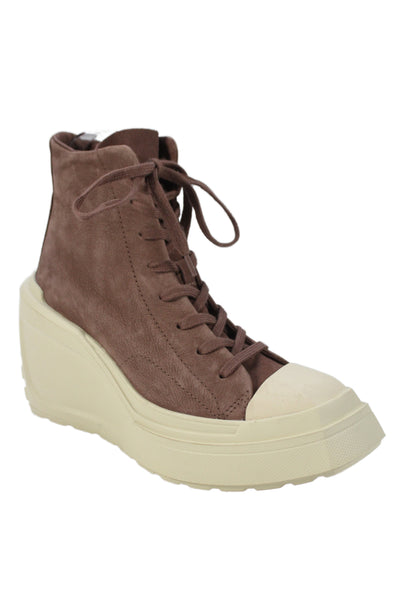 Converse Womens Leather Platform Wedge Sneakers Brown Size 9