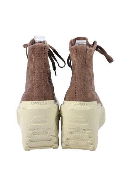Converse Womens Leather Platform Wedge Sneakers Brown Size 9