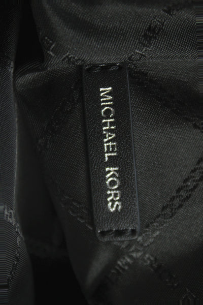 Michael Kors Womens Denim Tweed Zipper Closure Satchel Shoulder Handbag Black