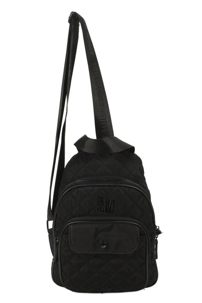 Steve Madden Womens Quilted Single Strap Back Pack Shoulder Handbag Black