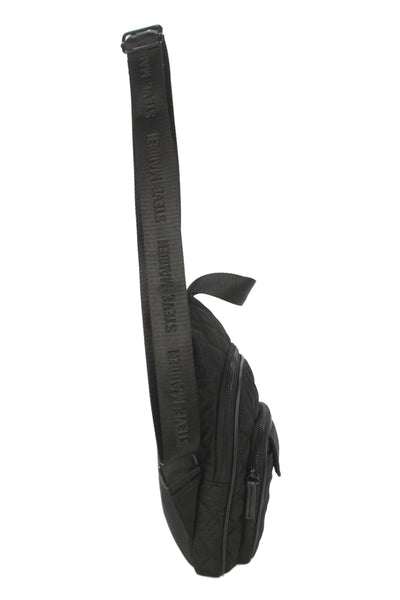 Steve Madden Womens Quilted Single Strap Back Pack Shoulder Handbag Black
