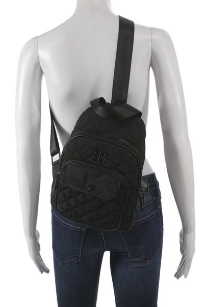 Steve Madden Womens Quilted Single Strap Back Pack Shoulder Handbag Black