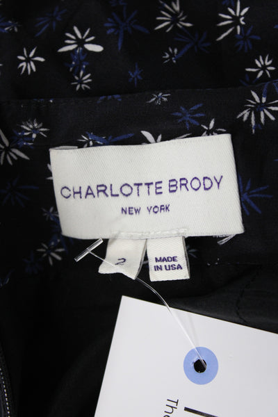 Charlotte Brody Women Mini Floral Silk Skirt Black Zip Size 2
